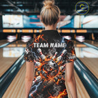 Custom Metal Skull Bowling Jersey Personalized Fire Bowling Shirt, Bowling Team Uniform
