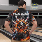 Custom Metal Skull Bowling Jersey Personalized Fire Bowling Shirt, Bowling Team Uniform