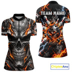 Custom Metal Skull Bowling Jersey Personalized Fire Bowling Shirt, Bowling Team Uniform