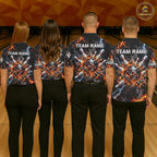 Custom Metal Skull Bowling Jersey Personalized Fire Bowling Shirt, Bowling Team Uniform