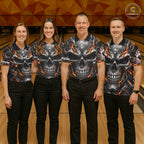 Custom Metal Skull Bowling Jersey Personalized Fire Bowling Shirt, Bowling Team Uniform