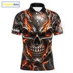 Custom Metal Skull Crown 9 Ball Pool Fire Billiard Shirts, Billiard League Team Jersey