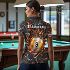 Custom Metal Skull Crown 9 Ball Pool Fire Billiard Shirts, Billiard League Team Jersey