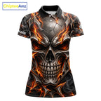 Custom Metal Skull Crown 9 Ball Pool Fire Billiard Shirts, Billiard League Team Jersey