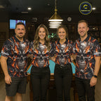 Custom Metal Skull Crown 9 Ball Pool Fire Billiard Shirts, Billiard League Team Jersey
