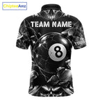 Black And Silver 8 Ball Pool Skull Billiard Shirts Custom Billiard League Team Jersey