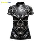 Black And Silver 8 Ball Pool Skull Billiard Shirts Custom Billiard League Team Jersey