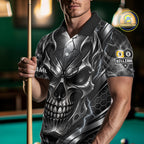 Black And Silver Yin-Yang Skull Billiard Shirts Custom 8 Ball & 9 Ball Pool Team Jersey