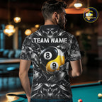 Black And Silver Yin-Yang Skull Billiard Shirts Custom 8 Ball & 9 Ball Pool Team Jersey