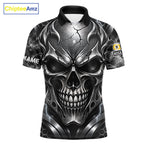 Black And Silver Yin-Yang Skull Billiard Shirts Custom 8 Ball & 9 Ball Pool Team Jersey