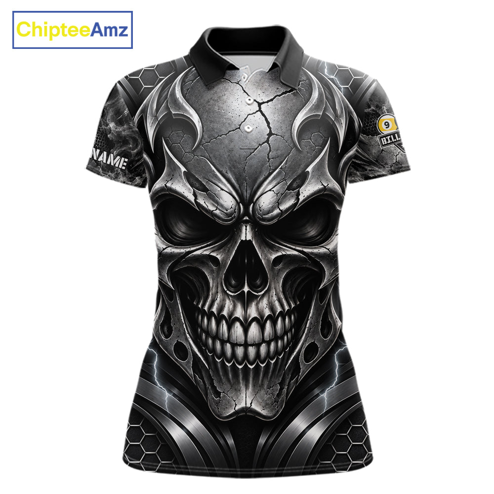 Black And Silver Yin-Yang Skull Billiard Shirts Custom 8 Ball & 9 Ball Pool Team Jersey