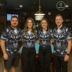 Black And Silver Yin-Yang Skull Billiard Shirts Custom 8 Ball & 9 Ball Pool Team Jersey