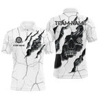 Personalized Skull White Grunge Darts Polo And Quarter-Zip Shirts Custom Dart Team Jerseys
