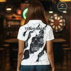 Personalized Skull White Grunge Darts Polo And Quarter-Zip Shirts Custom Dart Team Jerseys
