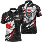 Grunge Canada Flag Target Archery Sets Polo Shirts Custom Patriotic Archery Jersey Attire