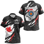 Grunge Canada Flag Target Archery Sets Polo Shirts Custom Patriotic Archery Jersey Attire