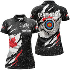Grunge Canada Flag Target Archery Sets Polo Shirts Custom Patriotic Archery Jersey Attire