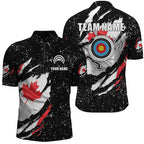 Grunge Canada Flag Archery Sets Quarter-Zip Shirts Custom Patriotic Archery Jersey