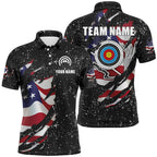 Grunge American Flag Target Archery Sets Polo Shirts Custom Patriotic Archery Jersey Attire