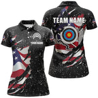 Grunge American Flag Target Archery Sets Polo Shirts Custom Patriotic Archery Jersey Attire