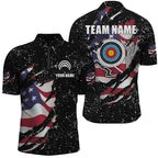 Grunge American Flag Archery Sets Quarter-Zip Shirts Custom Patriotic Archery Jersey