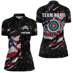 Grunge American Flag Archery Sets Quarter-Zip Shirts Custom Patriotic Archery Jersey