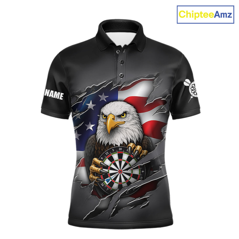 Personalized Grey American Flag Eagle Darts Shirts Custom Patriotic Darts League Jersey