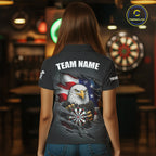 Personalized Grey American Flag Eagle Darts Shirts Custom Patriotic Darts League Jersey