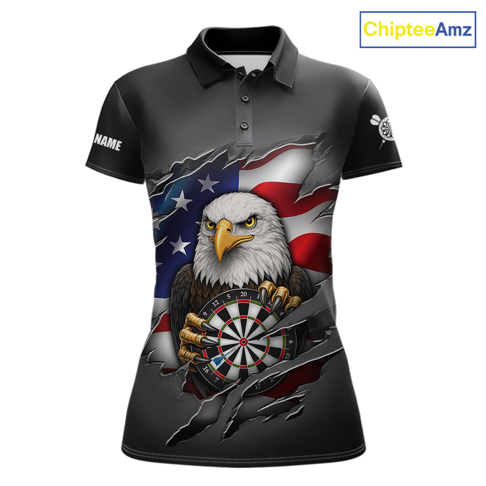 Personalized Grey American Flag Eagle Darts Shirts Custom Patriotic Darts League Jersey