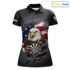 Personalized Grey American Flag Eagle Darts Shirts Custom Patriotic Darts League Jersey