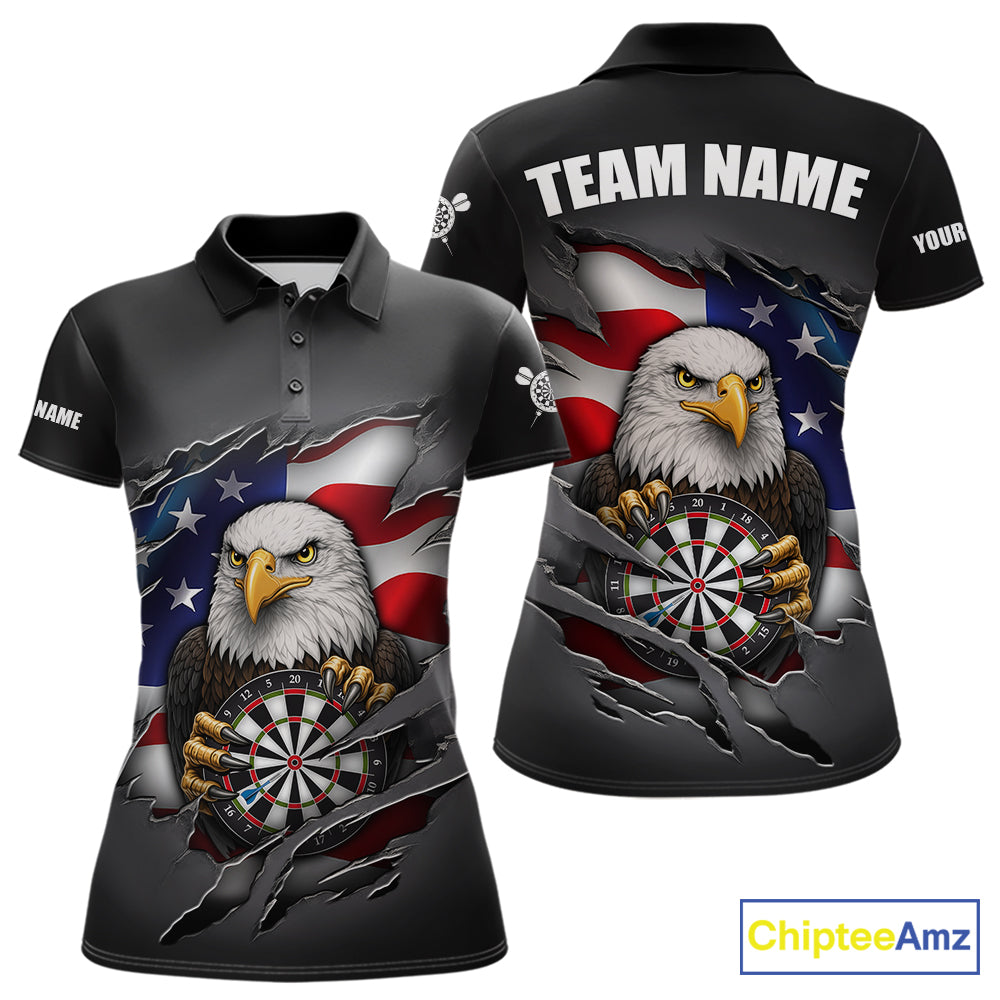 Personalized Grey American Flag Eagle Darts Shirts Custom Patriotic Darts League Jersey