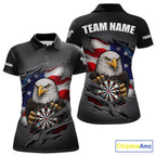 Personalized Grey American Flag Eagle Darts Shirts Custom Patriotic Darts League Jersey