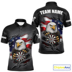 Personalized Grey American Flag Eagle Darts Shirts Custom Patriotic Darts League Jersey