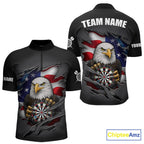 Personalized Grey American Flag Eagle Darts Shirts Custom Patriotic Darts League Jersey