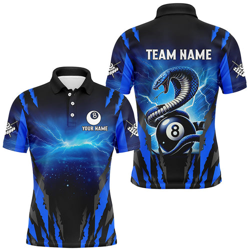 Personalized Thunder Lightning Cobra Snake Billiard Shirts, 8 Ball Billiard Team Jerseys