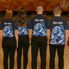 Personalized Blue Neon Tiger Bowling Jersey Custom Bowling League Team Shirt Polo, 1/4 Zip