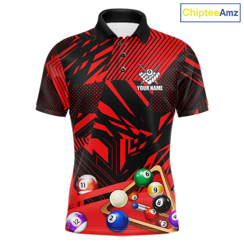 Red 8 Ball Billiard Shirt Custom Billiard Tournament Pool Team Jersey Polo & 1/4 Zip