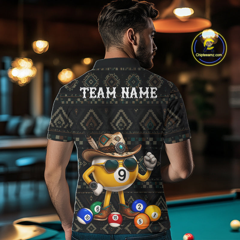 Funny Cowboy 9 Ball Pool Tribal Billiard Shirts Custom Billiard Jersey, Pool Player Gift