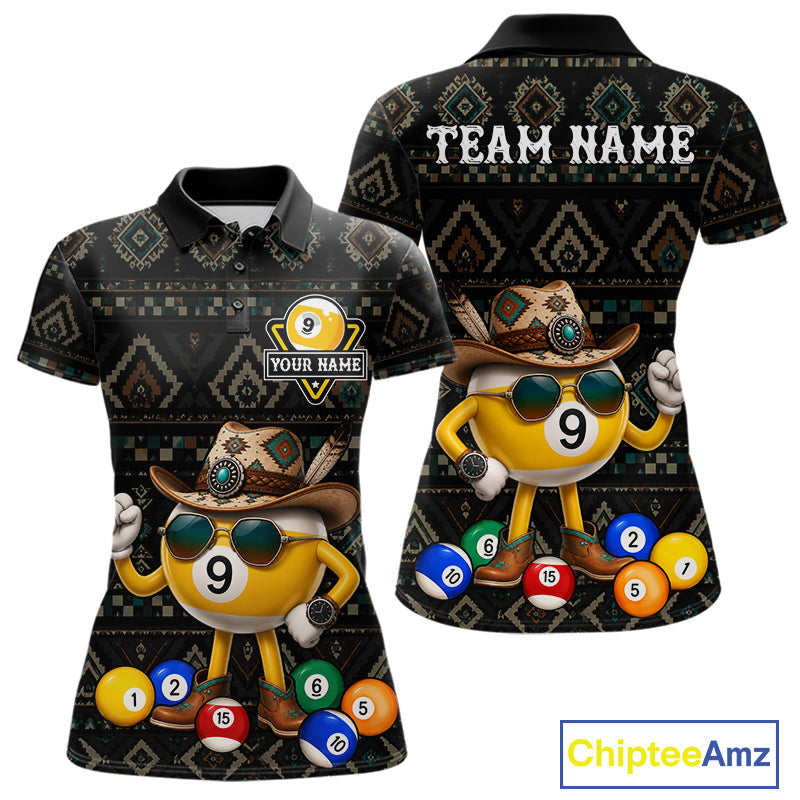 Funny Cowboy 9 Ball Pool Tribal Billiard Shirts Custom Billiard Jersey, Pool Player Gift