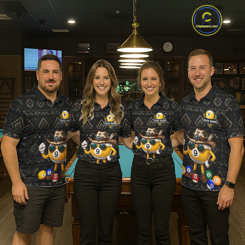 Funny Cowboy 9 Ball Pool Tribal Billiard Shirts Custom Billiard Jersey, Pool Player Gift
