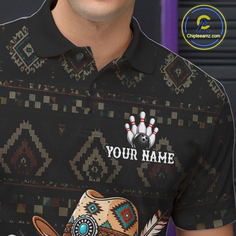 Funny Cowboy Tribal Pattern Bowling Shirts Custom Bowling Team Jersey Polo & Quarter Zip