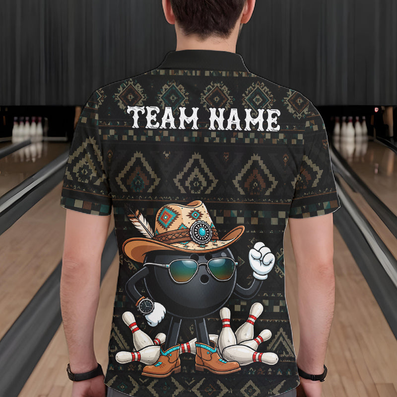 Funny Cowboy Tribal Pattern Bowling Shirts Custom Bowling Team Jersey Polo & Quarter Zip