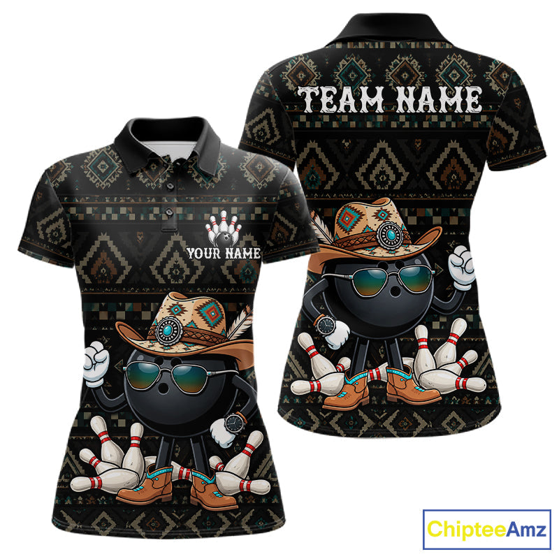 Funny Cowboy Tribal Pattern Bowling Shirts Custom Bowling Team Jersey Polo & Quarter Zip