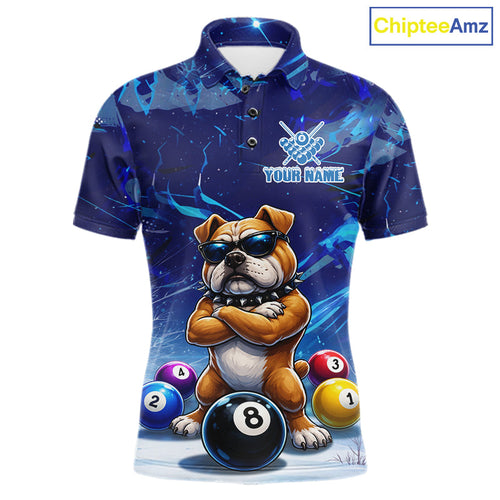 Funny Bulldog Pool Balls Billiard Shirt Custom Billiard Team Jersey Polo & 1/4 Zip