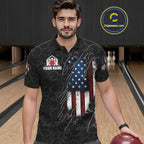 Vintage American Flag Bowling Shirts, Custom Patriotic Bowling Team Jersey