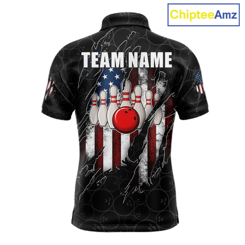 Vintage American Flag Bowling Shirts, Custom Patriotic Bowling Team Jersey