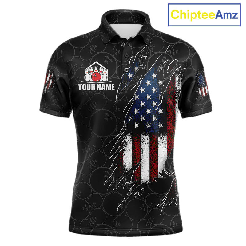 Vintage American Flag Bowling Shirts, Custom Patriotic Bowling Team Jersey