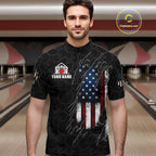 Vintage American Flag Bowling Shirts, Custom Patriotic Bowling Team Jersey