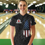 Vintage American Flag Bowling Shirts, Custom Patriotic Bowling Team Jersey