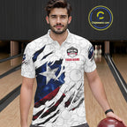 Custom Smoke Texas Flag White Bowling Shirts, Patriotic Bowling Team Jersey Polo & 1/4 Zip